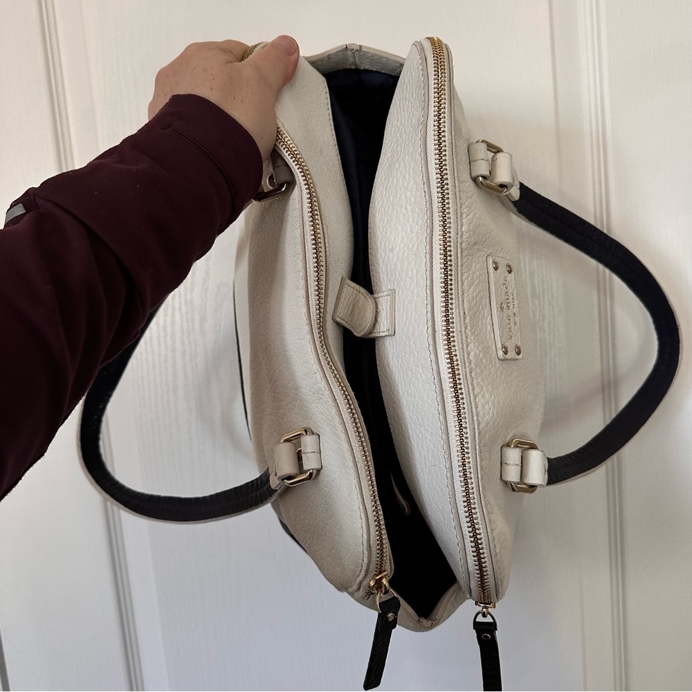 Kate Spade New York Wellesley Camryn real Leather Tote Shoulder Bag Blue & White - Picture 7 of 12